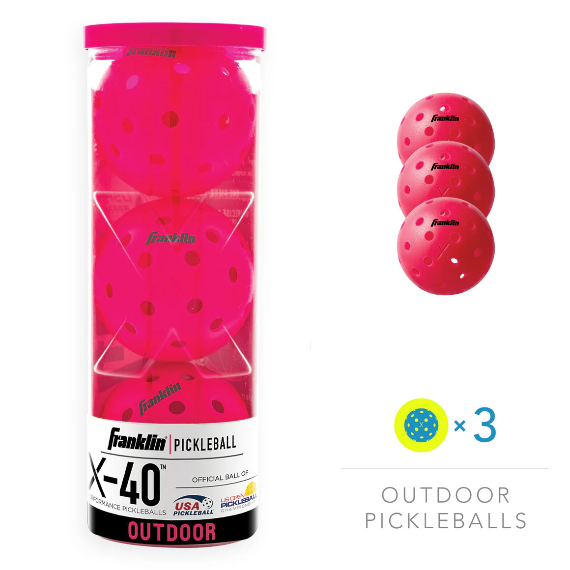 Franklin X-40 Outdoor Pickleballs (3-Pack Tube)