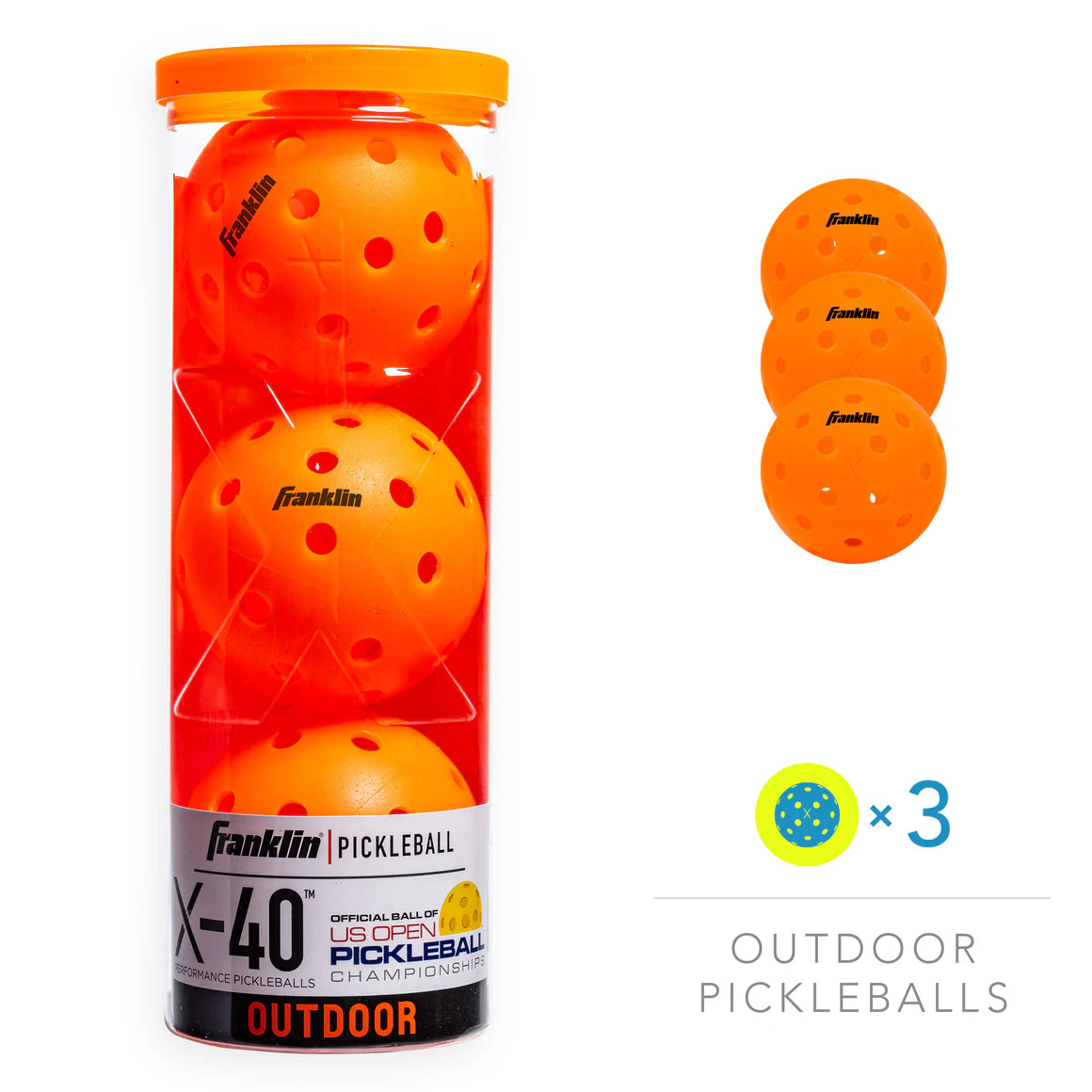 Franklin X-40 Outdoor Pickleballs (3-Pack Tube)