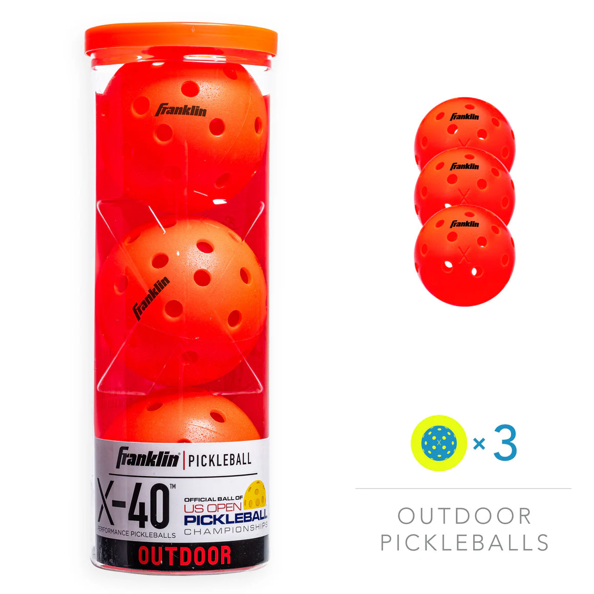 Franklin X-40 Outdoor Pickleballs (3-Pack Tube)