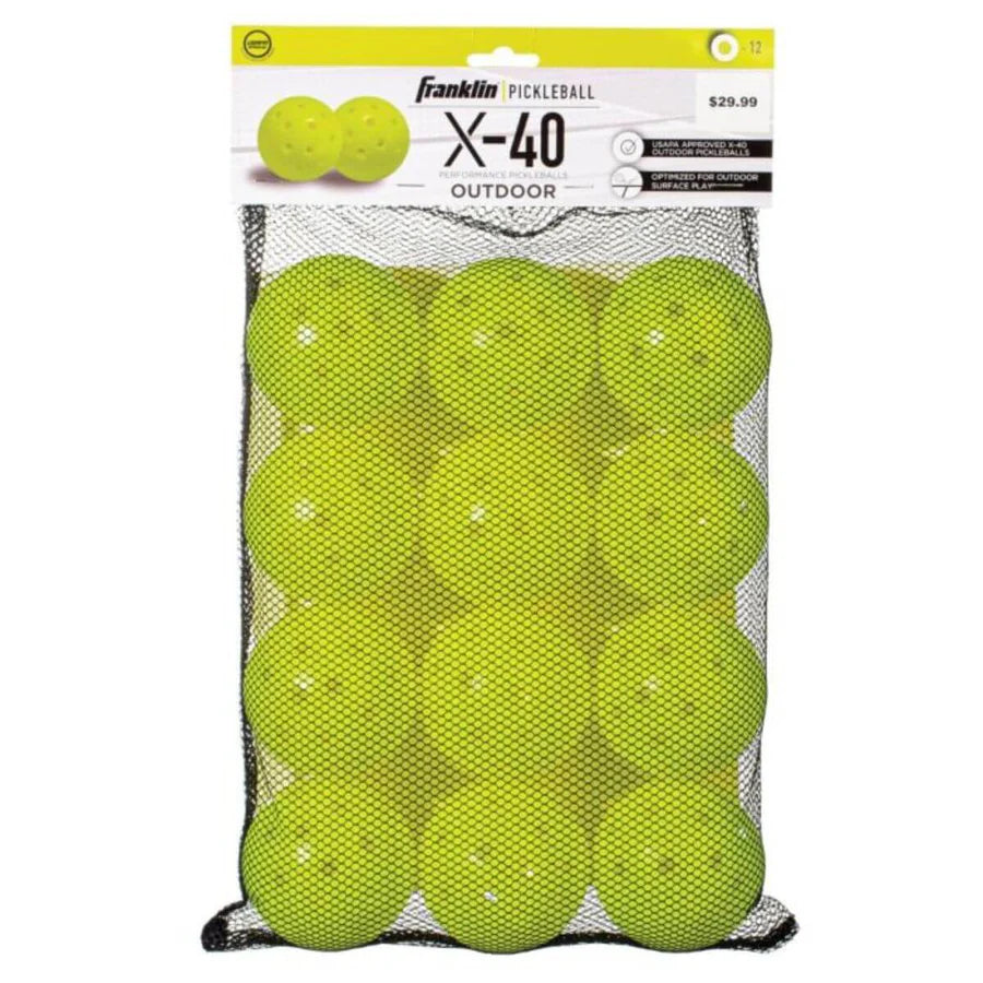 Franklin X-40 Outdoor Pickleballs (12-Pack Mesh Bag)